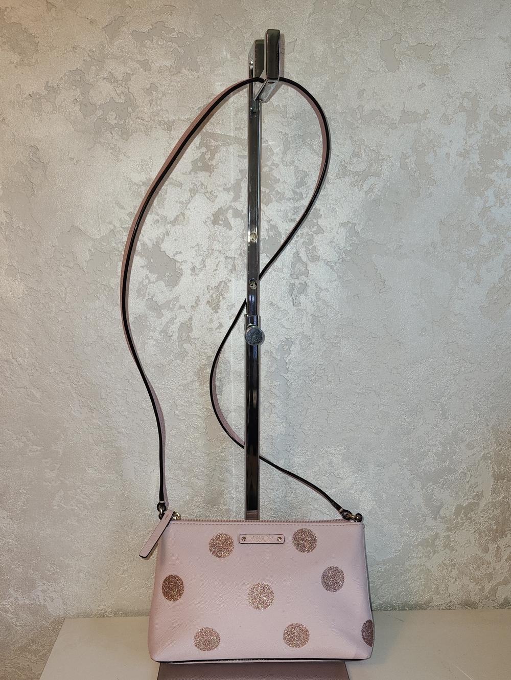 kate spade Blush Pink Crossbody with Glitter Polka Dots